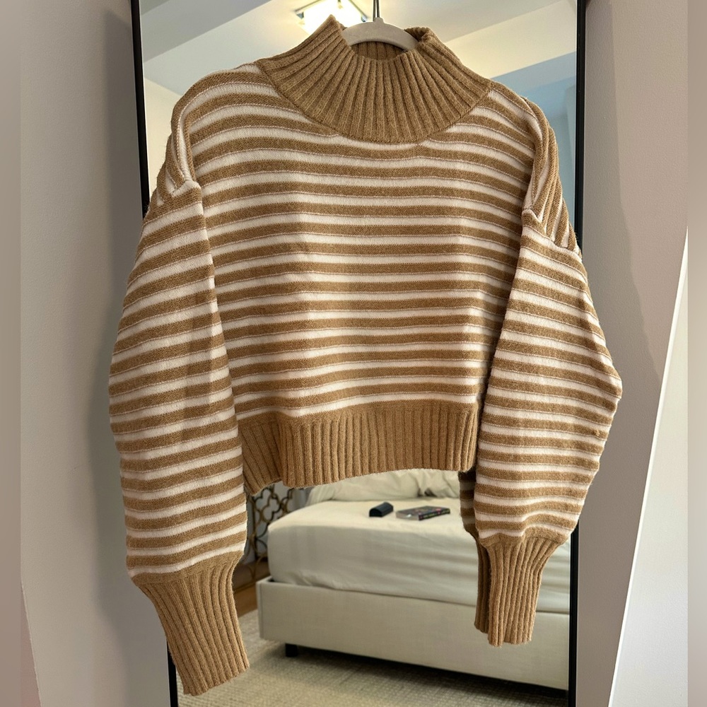 Cider Mock Neck Sweater Striped Small